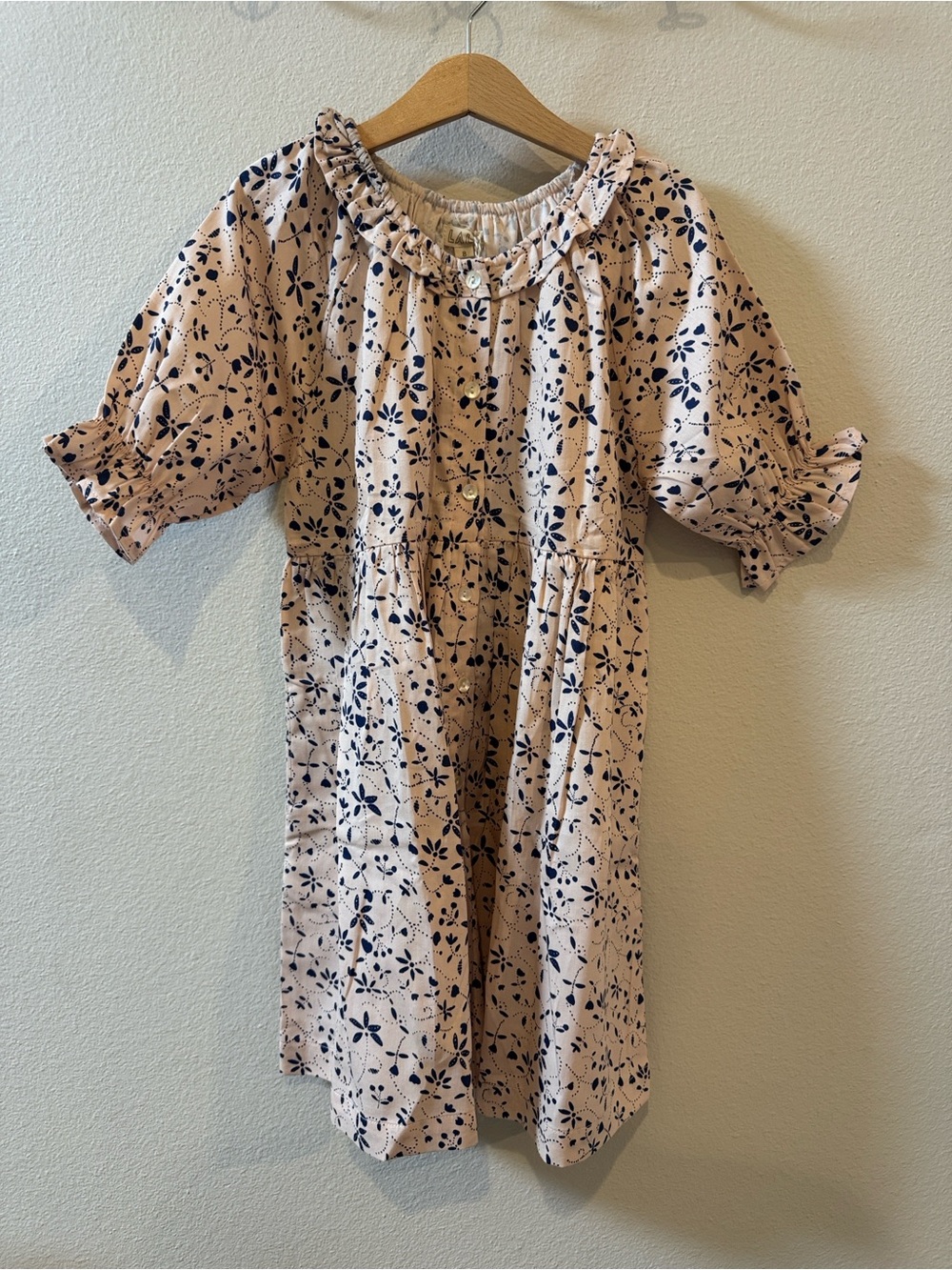 NWT Size 8 Lali Girls' Pink Vine Ivy Ruffle Neck Dress!